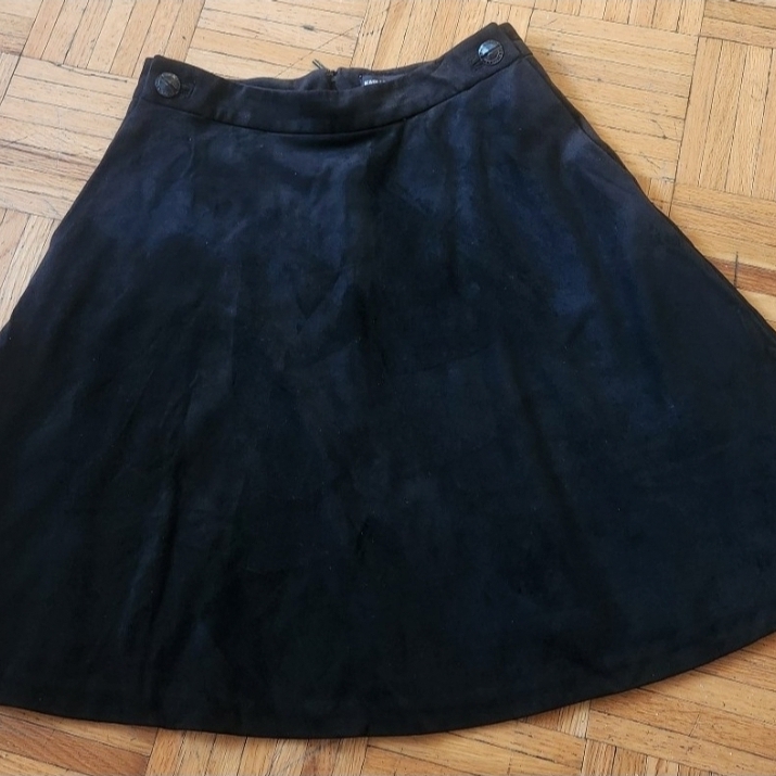 Karl Lagerfeld Black A-Line Skirt With Button Waist Detail